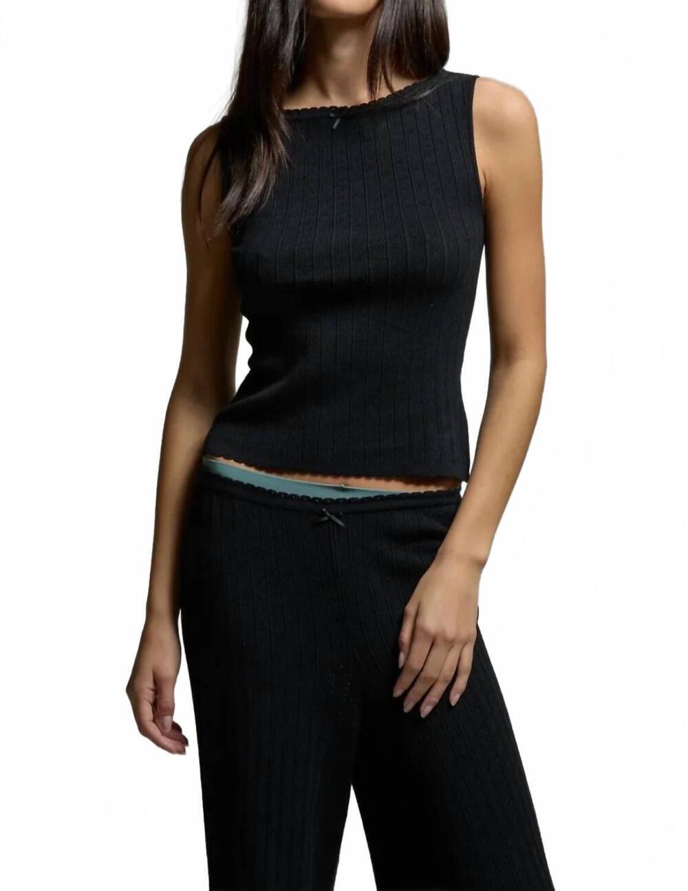 NEW ASHER piper pointelle tank in noir